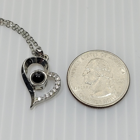 Silver Colored Heart I Love You 100 Languages Projection Necklace - Picture 7 of 7
